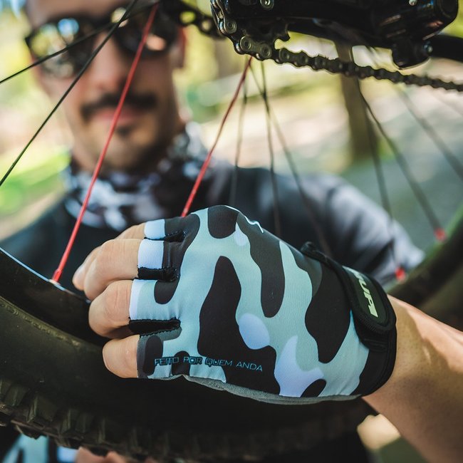 Luva Ciclismo HUPI Eco Dedo Curto Camo