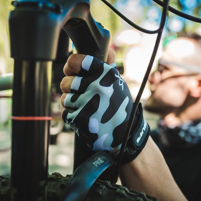Luva Ciclismo HUPI Eco Dedo Curto Camo