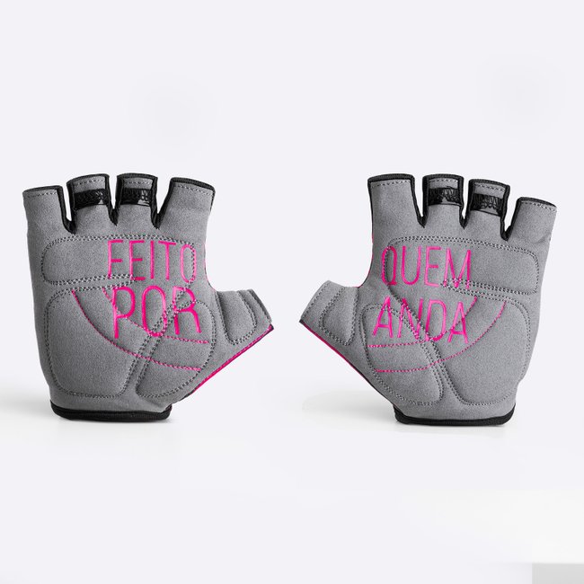 Luva Ciclismo HUPI Eco Dedo Curto Lines Pink