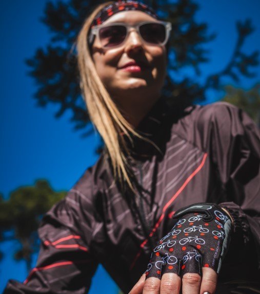 Luva Ciclismo HUPI Eco Dedo Curto Love Bike Preto