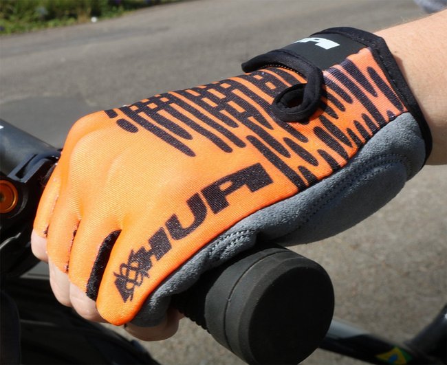 Luva Ciclismo HUPI Eco Dedo Curto Biometria Laranja Neon