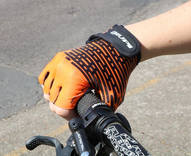 Luva Ciclismo HUPI Eco Dedo Curto Biometria Laranja Neon