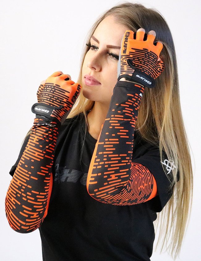 Luva Ciclismo HUPI Eco Dedo Curto Biometria Laranja Neon