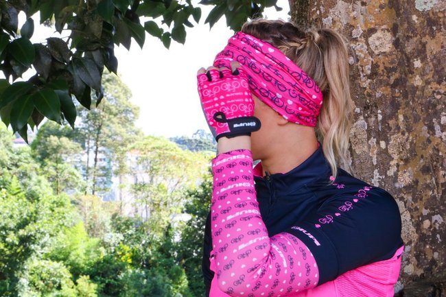 Luva Ciclismo HUPI Eco Dedo Curto Love Bike Rosa