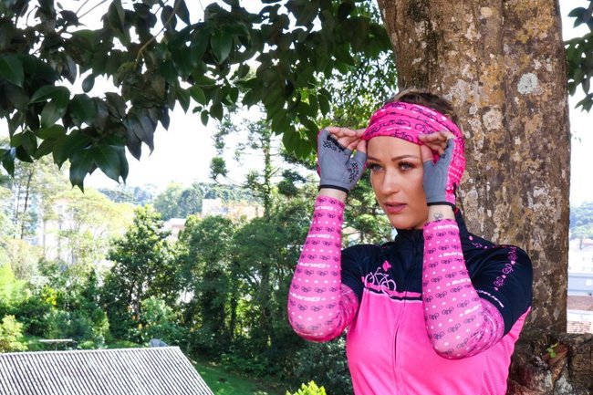 Luva Ciclismo HUPI Eco Dedo Curto Love Bike Rosa