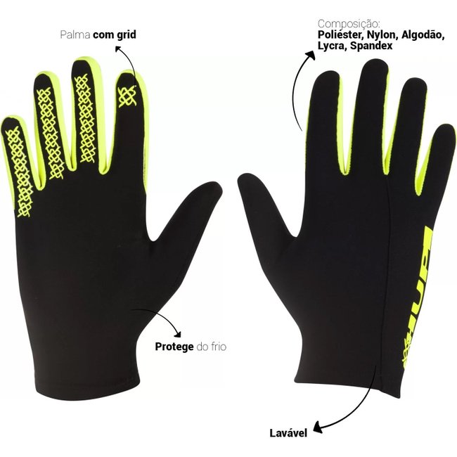 Luva HUPI Running Preto/Amarelo