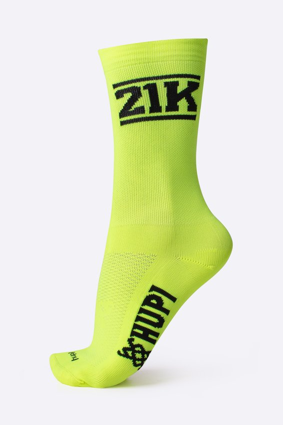 Meia Corrida HUPI 21K Neo Amarelo Neon