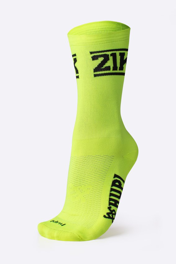 Meia Corrida HUPI 21K Neo Amarelo Neon