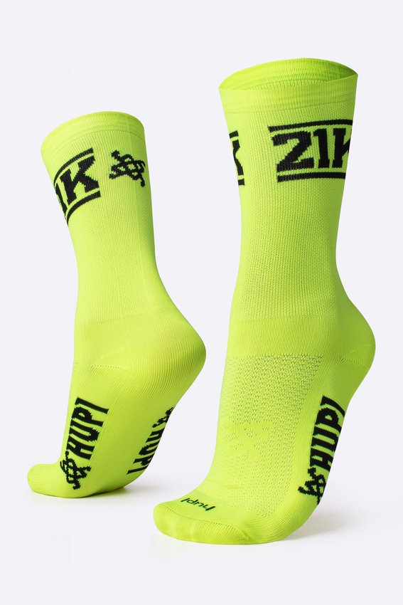 Meia Corrida HUPI 21K Neo Amarelo Neon