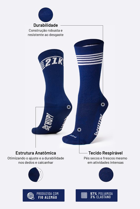 Meia Corrida HUPI 21K Split Azul Marinho