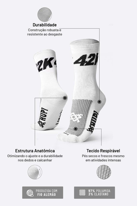 Meia Corrida HUPI 42K Branco