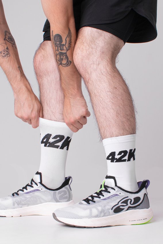 Meia Corrida HUPI 42K Branco - LT para pés menores 34-38
