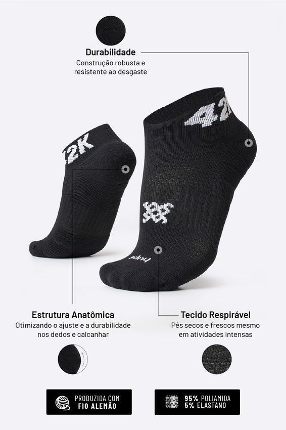 Meia Curta para Corrida HUPI - Running Pro 42K Preto