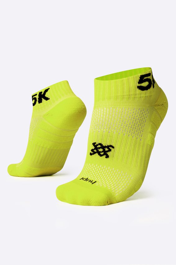Meia Curta para Corrida HUPI - Running Pro 5K Amarelo Neon