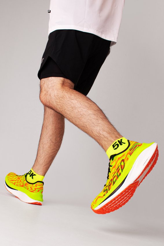 Meia Curta para Corrida HUPI - Running Pro 5K Amarelo Neon