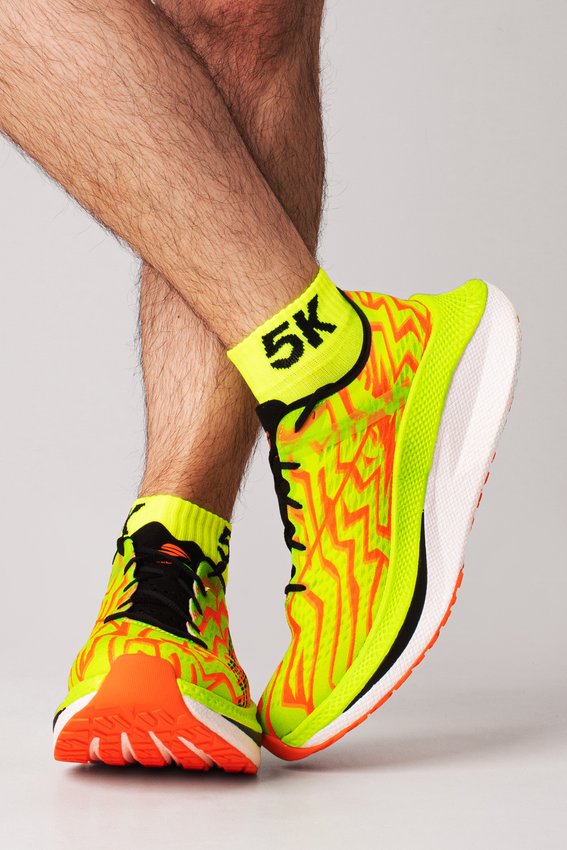 Meia Curta para Corrida HUPI - Running Pro 5K Amarelo Neon