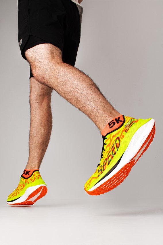 Meia Curta para Corrida HUPI - Running Pro 5K Laranja Neon