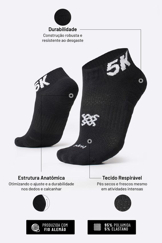 Meia Curta para Corrida HUPI Running Pro 5K Preto