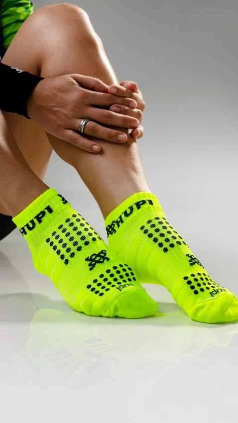 Meia Curta para Corrida HUPI - Running Pro Amarelo Neon