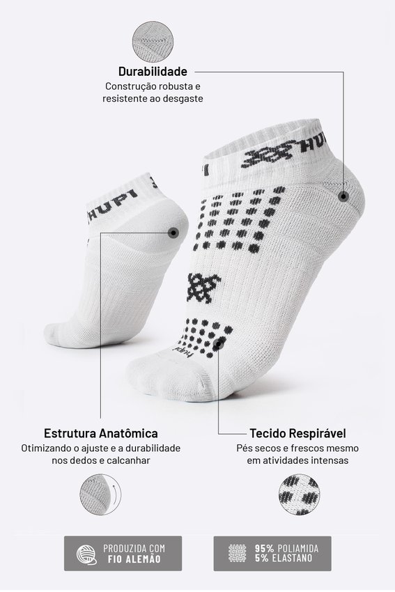 Meia Curta para Corrida HUPI Running Pro Cinza Nardo