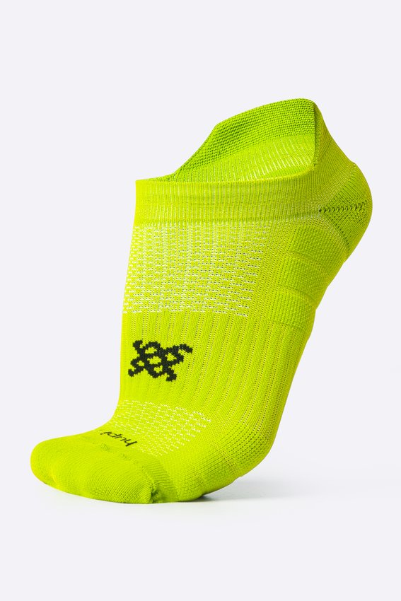 Meia Curta para Corrida HUPI Running Pro Invisível Amarelo Neon