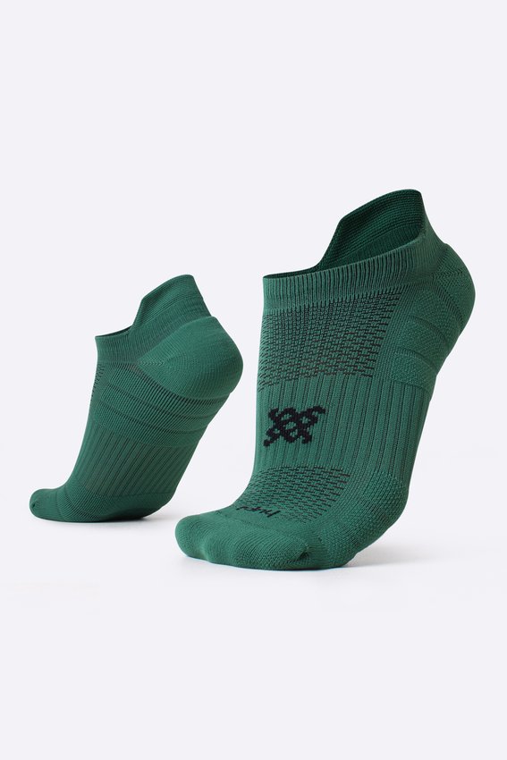 Meia Curta para Corrida HUPI Running Pro Invisível Verde Bandeira