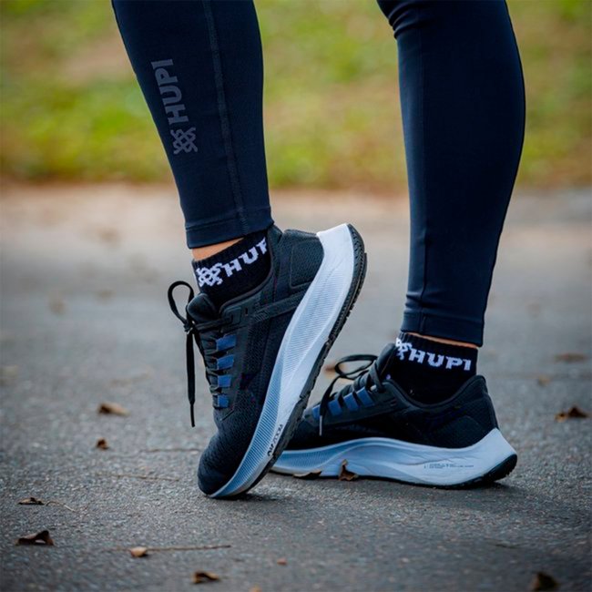 Meia Curta para Corrida HUPI - Running Pro Preto/Branco