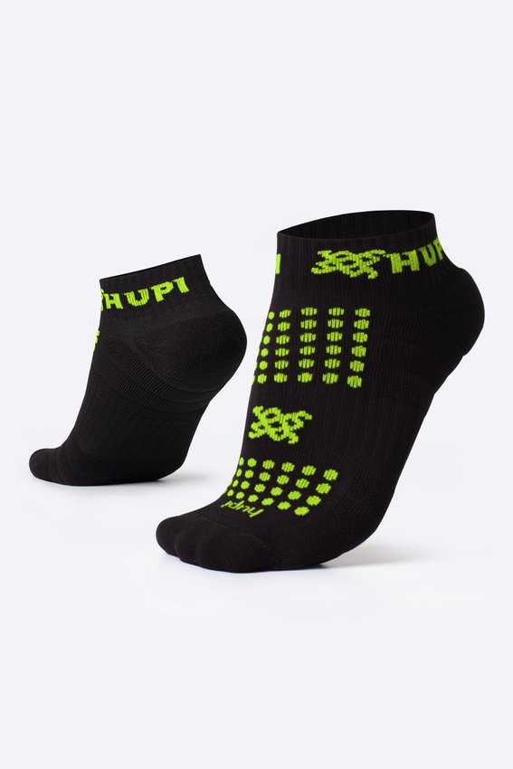 Meia Curta para Corrida HUPI - Running Pro Preto/Verde
