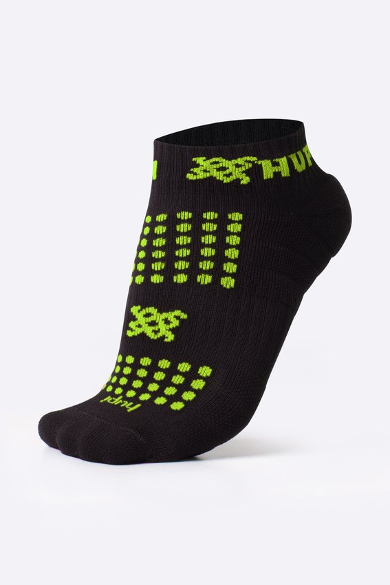 Meia Curta para Corrida HUPI - Running Pro Preto/Verde