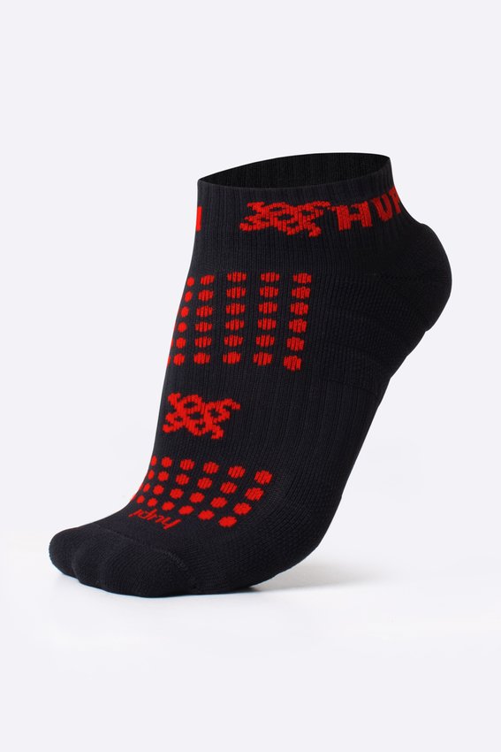Meia Curta para Corrida HUPI - Running Pro Preto/Vermelho