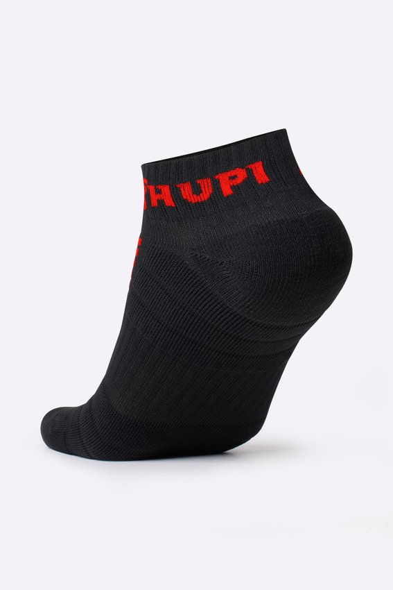 Meia Curta para Corrida HUPI - Running Pro Preto/Vermelho
