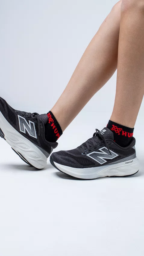 Meia Curta para Corrida HUPI - Running Pro Preto/Vermelho