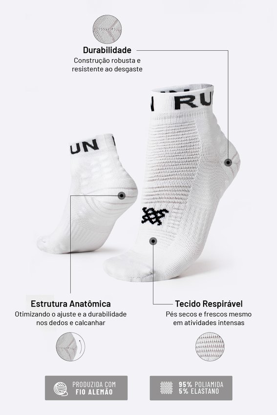 Meia Curta para Corrida HUPI Running Pro Run Branco