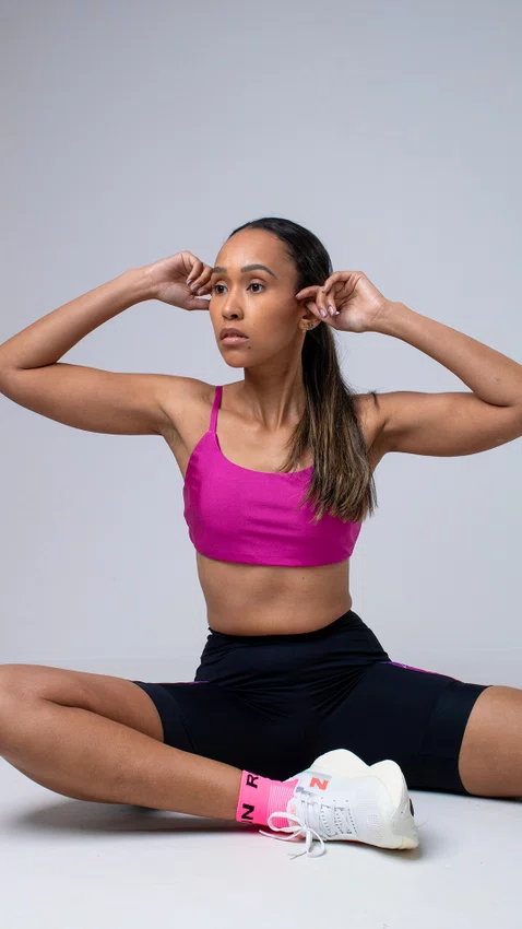 Meia Curta para Corrida HUPI Running Pro Run Rosa Neon