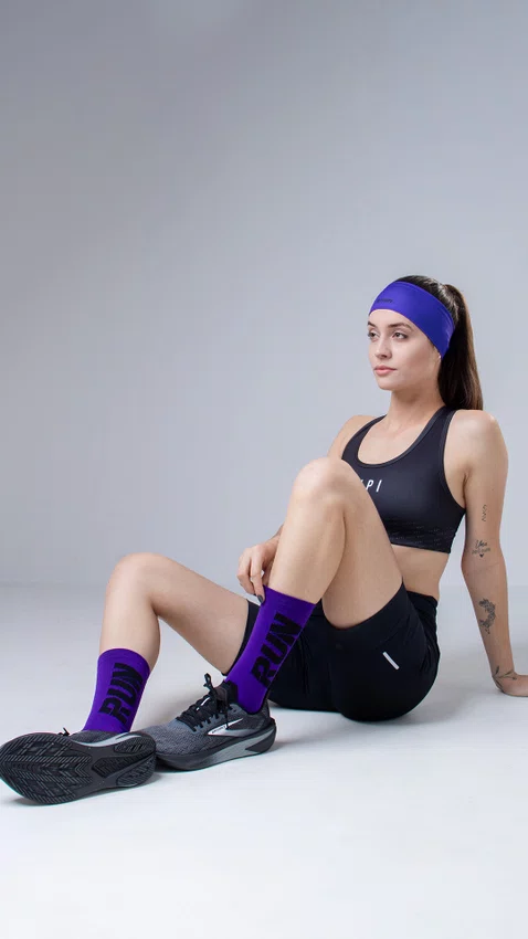 Meia de Corrida HUPI Run Roxo/Preto