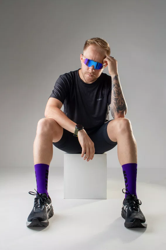 Meia de Corrida HUPI Run Roxo/Preto