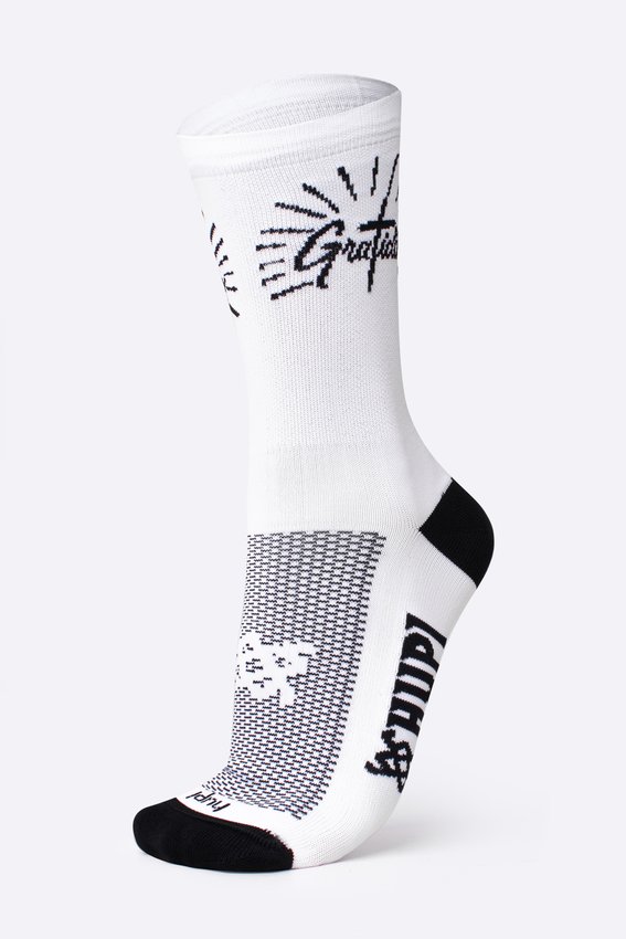 Meia Gratidão Branco/Preto HUPI - LT para pés menores 34-38