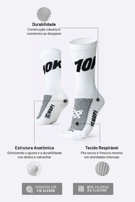 Meia HUPI 10K Branco