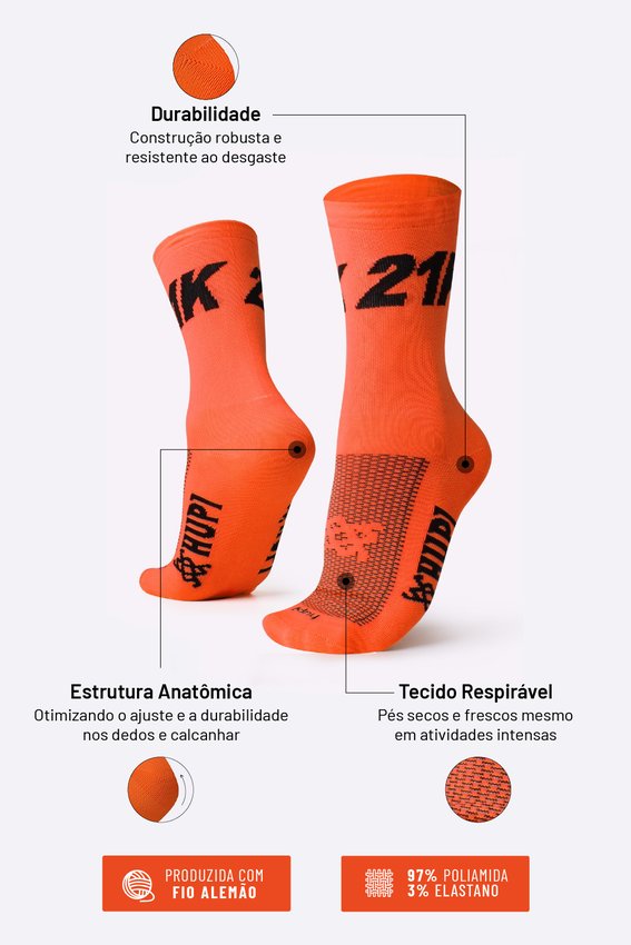 Meia HUPI 21K Laranja