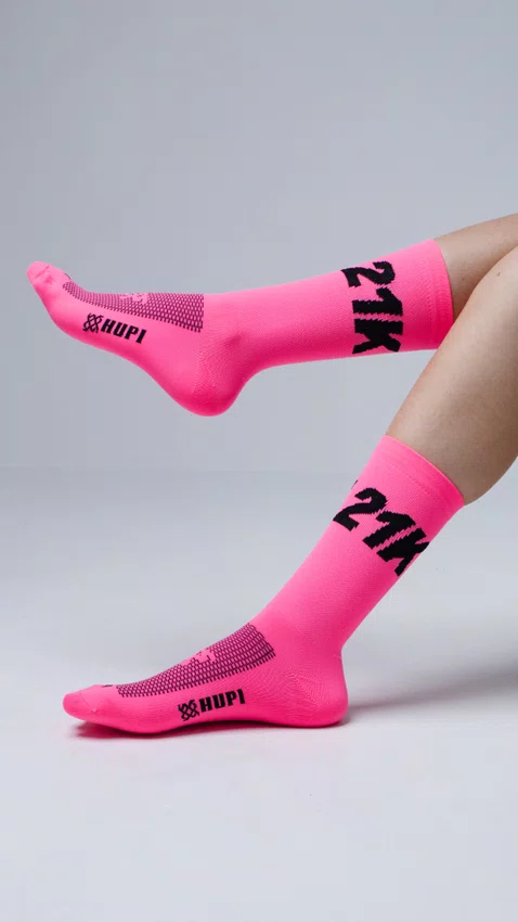 Meia HUPI 21k Rosa Neon