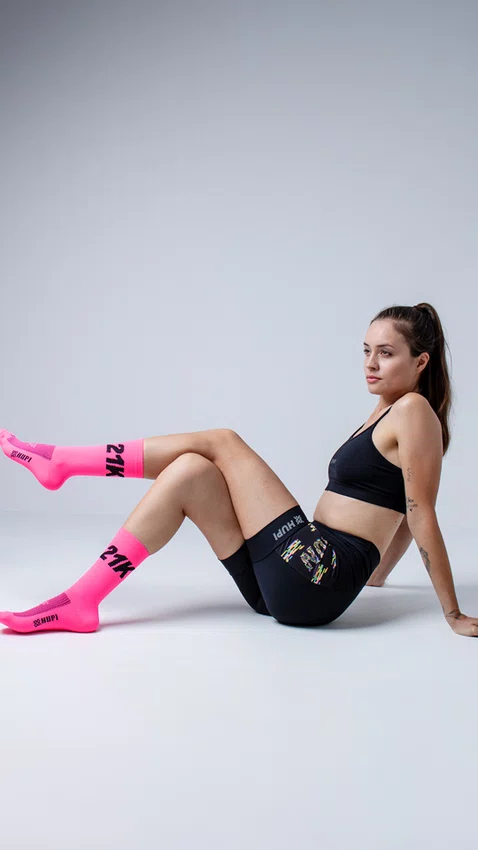 Meia HUPI 21k Rosa Neon