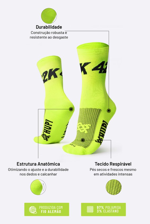 Meia HUPI 42K Amarelo Neon