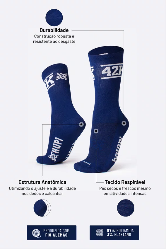 Meia HUPI 42k Neo Azul Marinho
