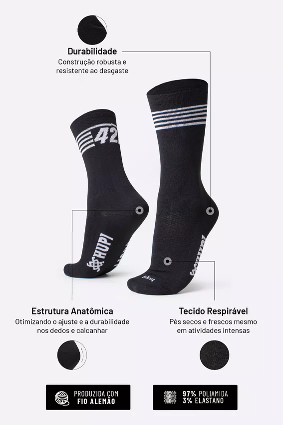Meia HUPI 42k Split Preto
