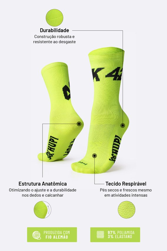 Meia HUPI 42k Ultra Amarelo Neon