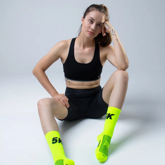 Meia HUPI 5K Amarelo Neon