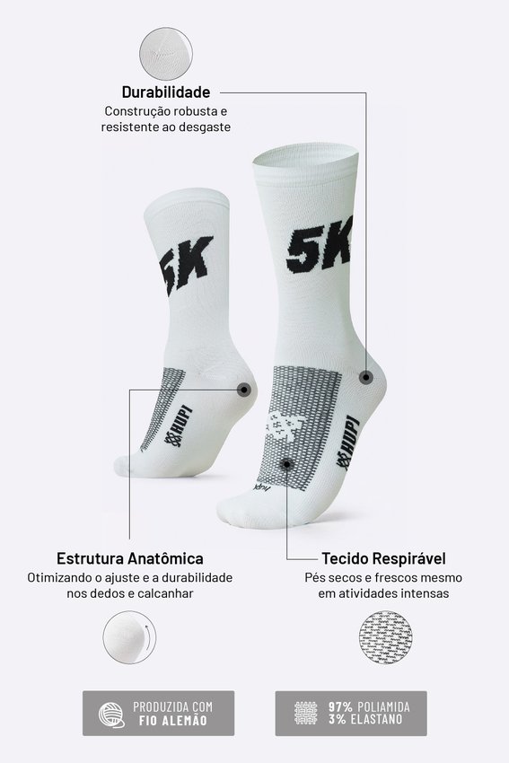 Meia HUPI 5K Branco