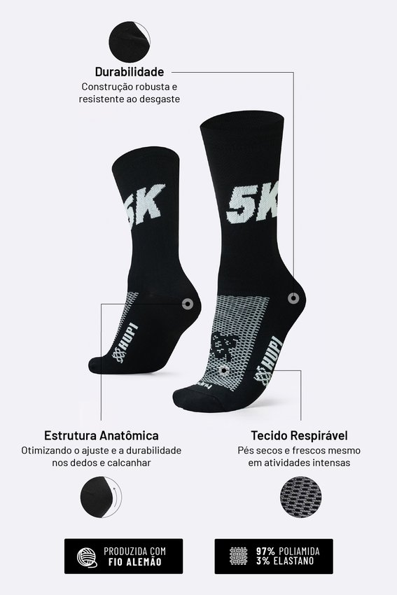 Meia HUPI 5K Preto