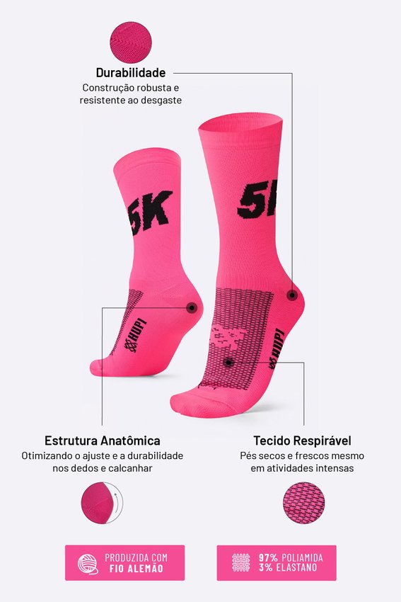 Meia HUPI 5K Rosa