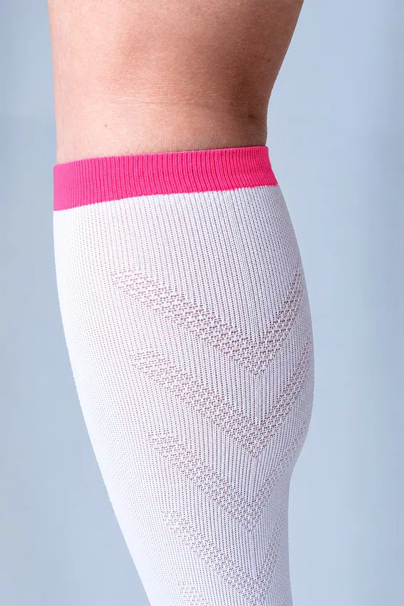 Meia HUPI Air Longa Branco e Rosa